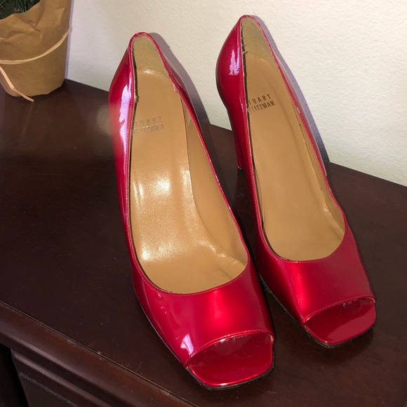 Stuart Weitzman Ruby Red Heels - Picture 1 of 4